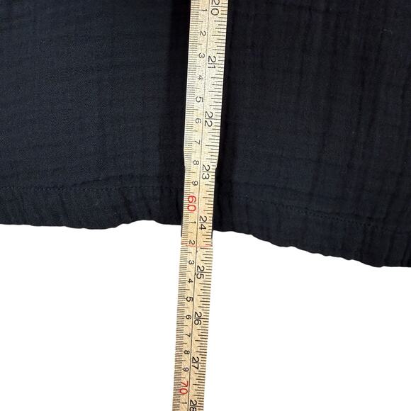 Old Navy Cotton Gauzy Button Down Shirt Black Oversized Boxy Lagenlook | XL - Picture 7 of 8